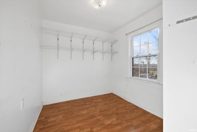 walk in closet with hardwood / wood-style flooring