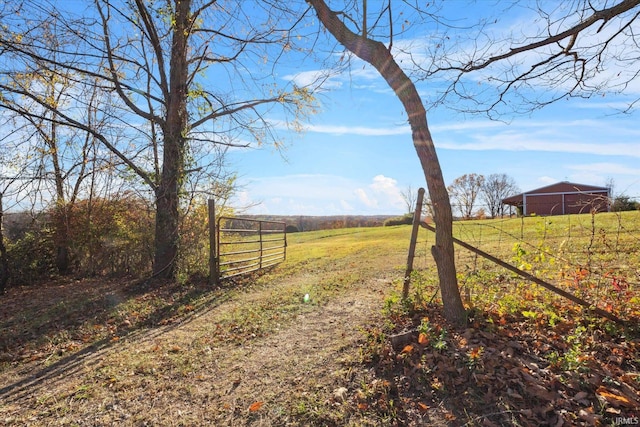 view of yard with a rural view