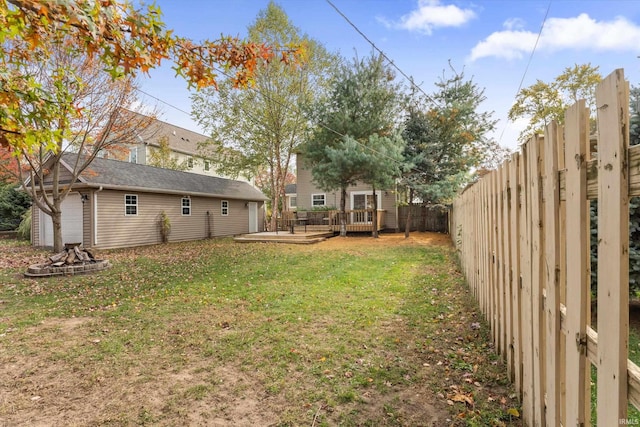 view of yard featuring a deck