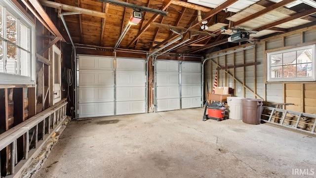 garage with a garage door opener