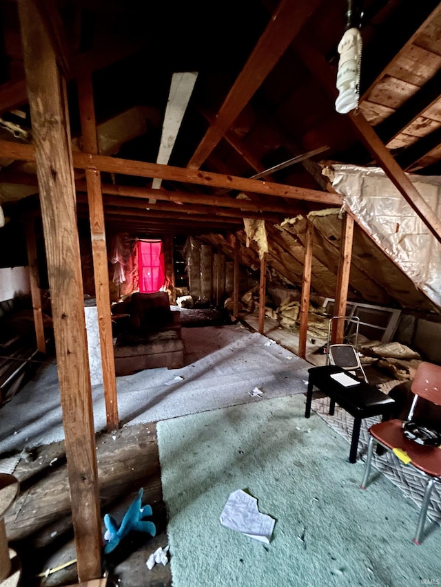 view of unfinished attic