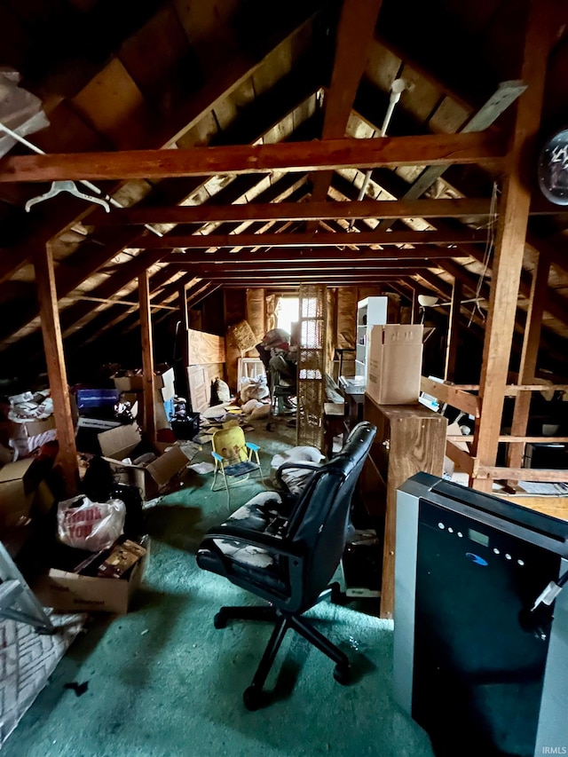 view of unfinished attic