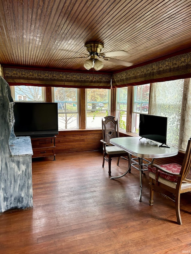 sunroom / solarium featuring plenty of natural light and wood finished floors