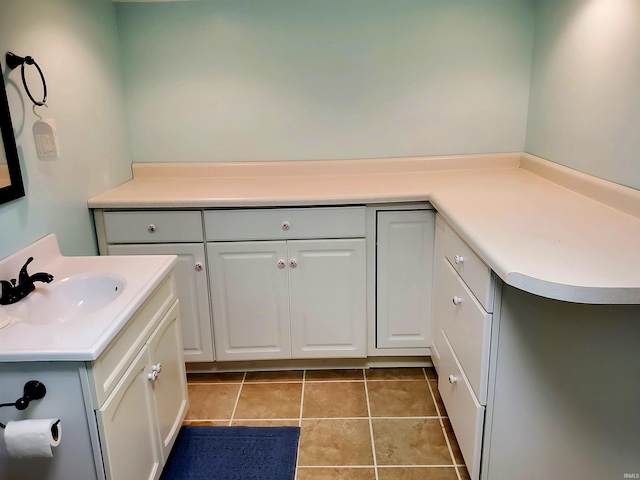 bathroom featuring vanity and tile patterned flooring