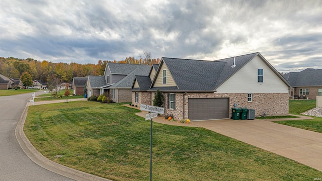 view of front of home with a front lawn