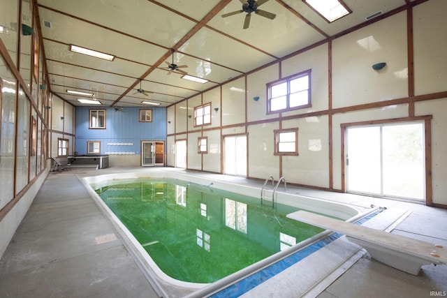 4299 E 1000 N, Roanoke, IN 46783 - indoor pool with ceiling fan and a diving board