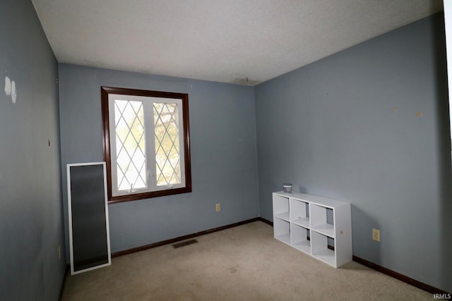 carpeted spare room featuring a textured ceiling