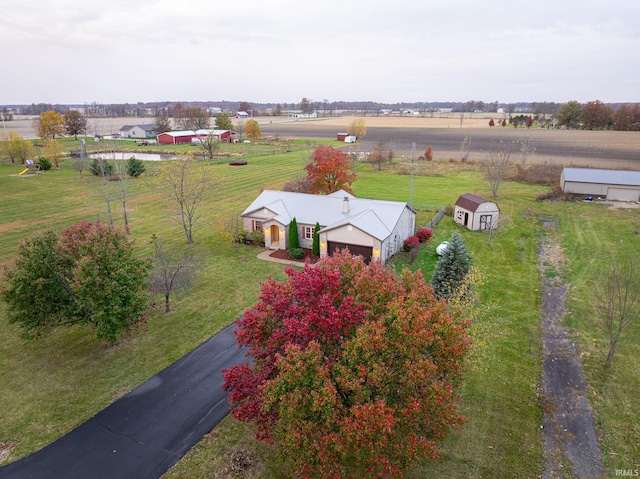 aerial view featuring a rural view