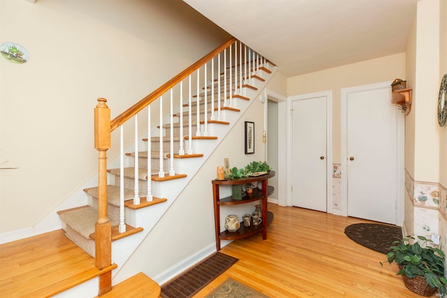 entrance foyer with wood-type flooring