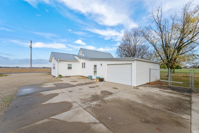 exterior space featuring a garage