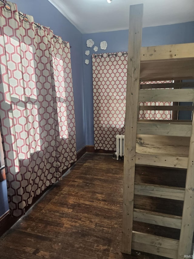 interior space featuring dark wood-type flooring and radiator