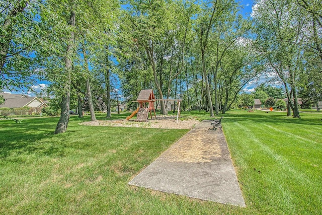 view of yard featuring a playground