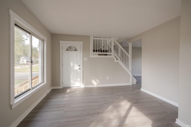 foyer entrance featuring hardwood / wood-style floors and plenty of natural light