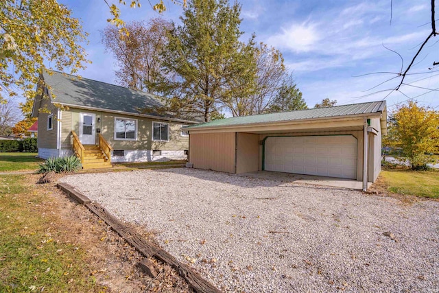 exterior space with a garage