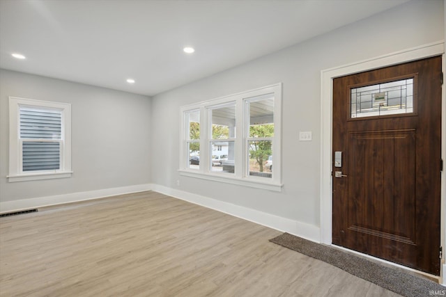 foyer entrance featuring light hardwood / wood-style floors