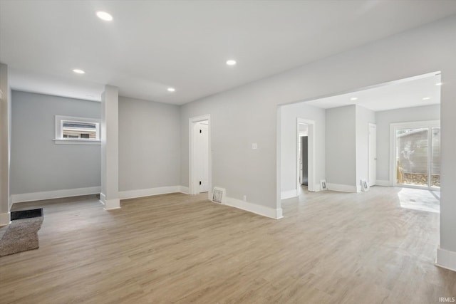 interior space with light hardwood / wood-style flooring