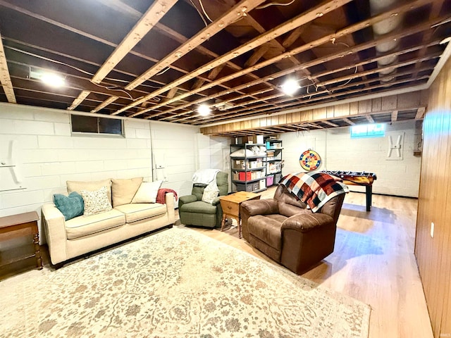 living room with hardwood / wood-style floors