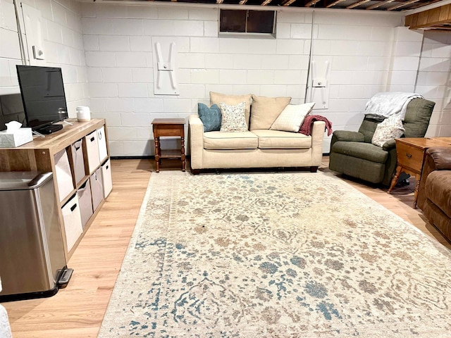 living room featuring light hardwood / wood-style flooring