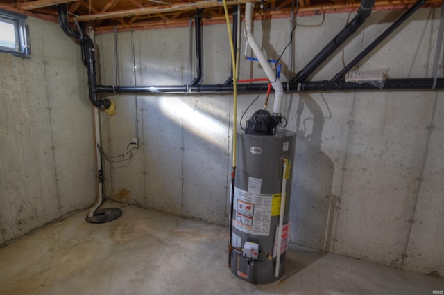 basement with water heater