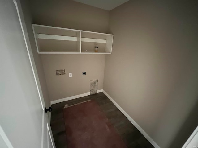 washroom featuring washer hookup, dark hardwood / wood-style floors, and hookup for an electric dryer