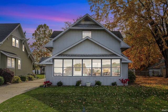 exterior space featuring a lawn