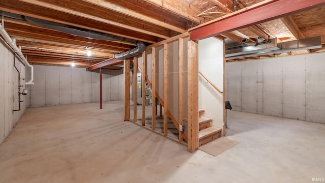 basement with heating unit