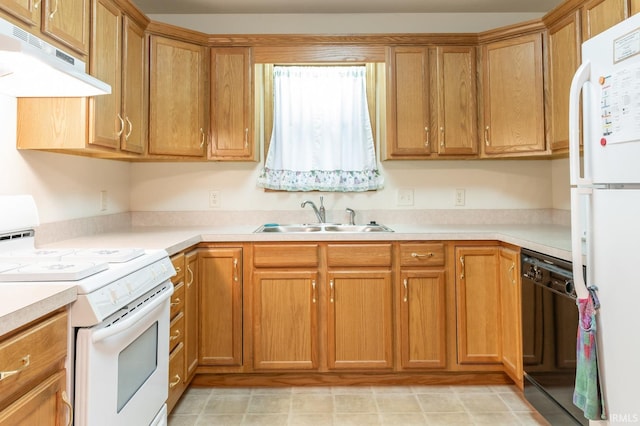 kitchen with white appliances and sink