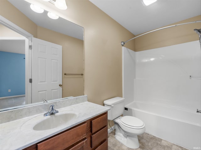 full bathroom with shower / washtub combination, vanity, and toilet