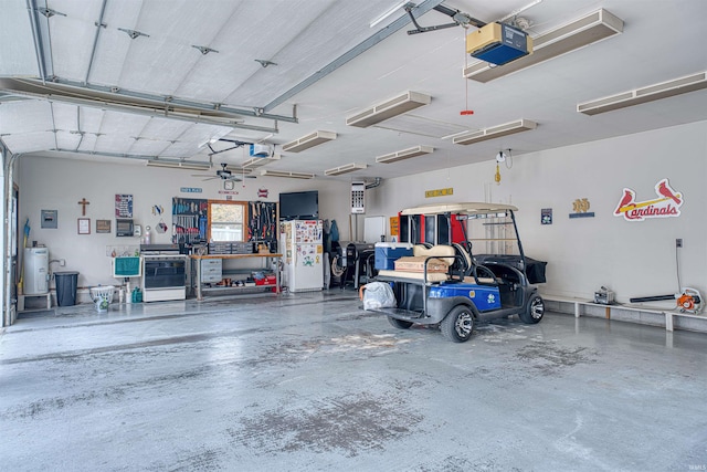 garage with a garage door opener