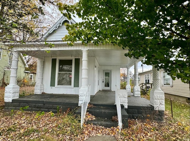 doorway to property with a porch