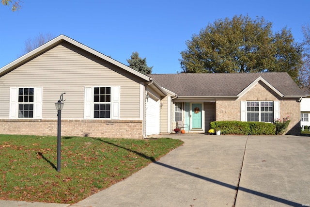 ranch-style house with a front lawn