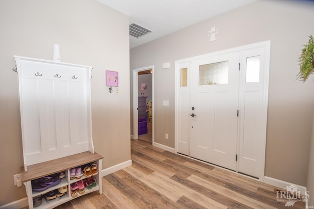 mudroom featuring light hardwood / wood-style floors