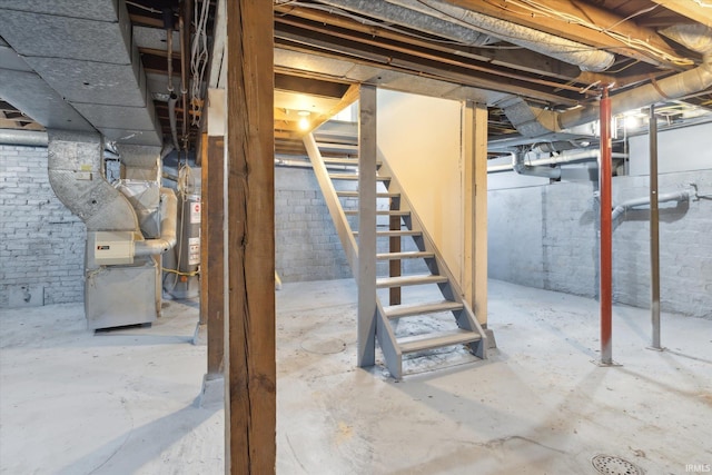 basement featuring heating unit