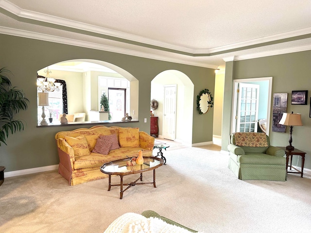 living room with light carpet and a healthy amount of sunlight