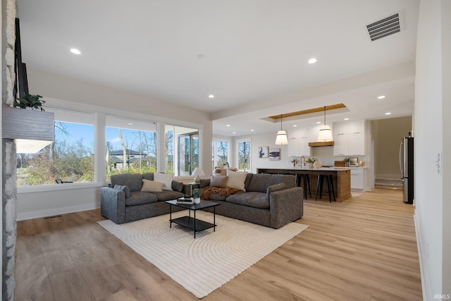 living room featuring light hardwood / wood-style flooring