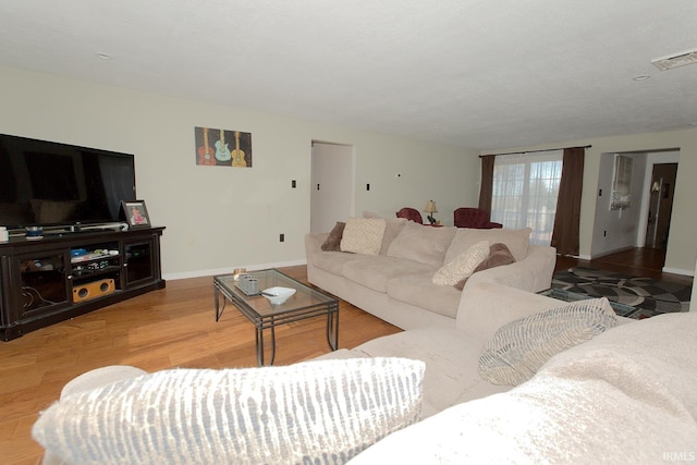 living room featuring light wood-type flooring