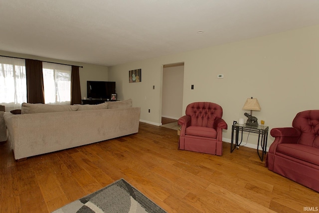 living room with light wood-type flooring