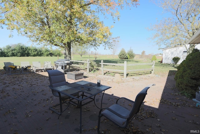 view of patio with a rural view