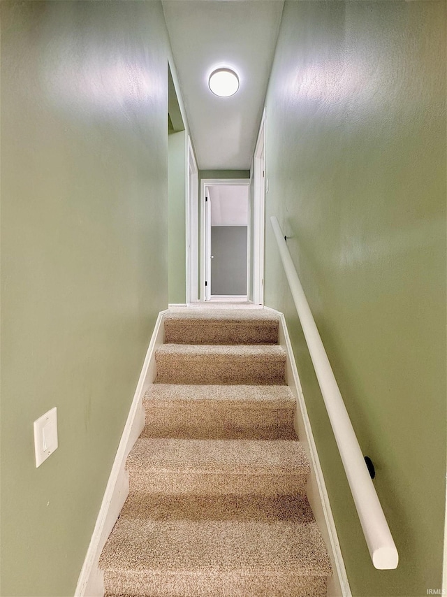 stairway with carpet floors