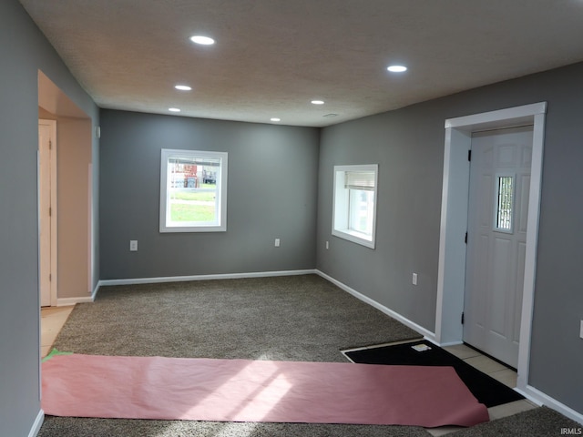 carpeted spare room featuring plenty of natural light