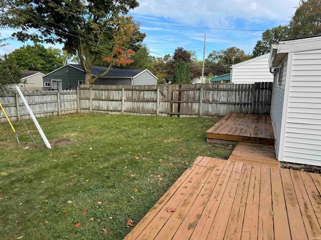 view of yard with a deck