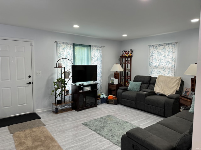 living room featuring light hardwood / wood-style flooring