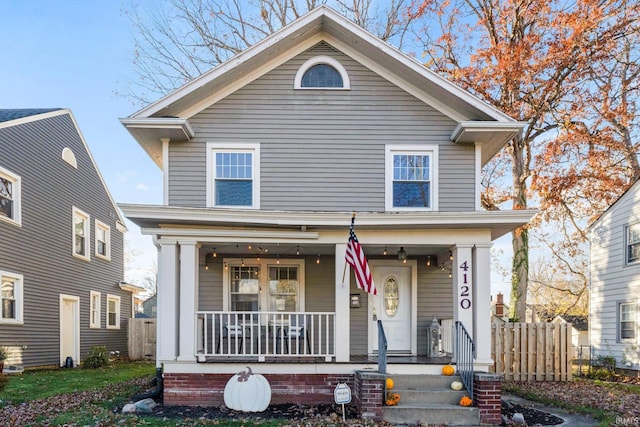 view of front of home featuring covered porch