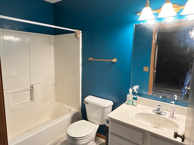 full bathroom with vanity, toilet, and tub / shower combination