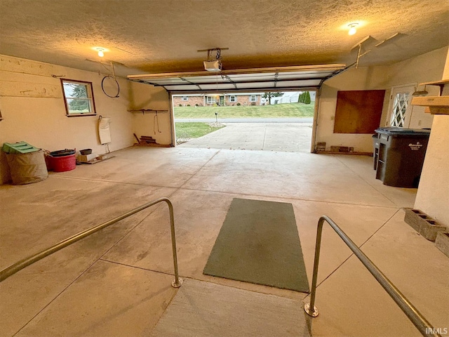 garage with a garage door opener