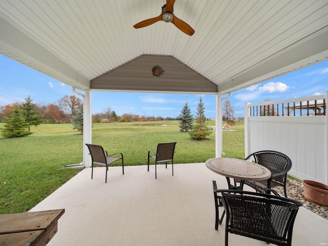 view of patio / terrace featuring ceiling fan