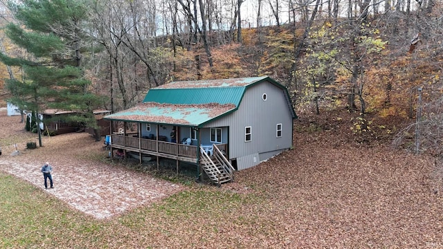 0 N 15e Rd, Jasper, IN 47546 - view of front of house featuring covered porch, metal roof, and stairway