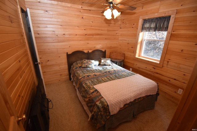 0 N 15e Rd, Jasper, IN 47546 - bedroom with carpet flooring, wooden walls, and ceiling fan