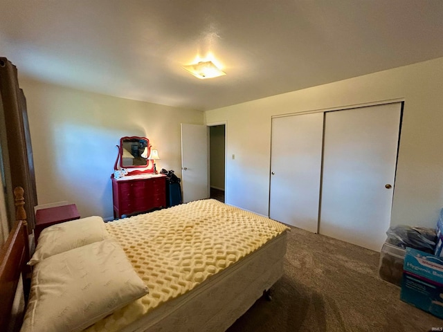 bedroom featuring a closet and carpet floors