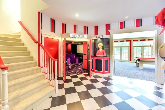 recreation room with french doors